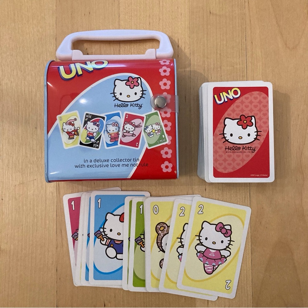 Vintage Hello Kitty Uno Deluxe Collector Tin Sanrio 2003 Complete w/Instructions
